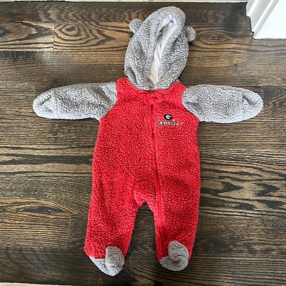 University of Georgia hooded zip fleece romper 0-3m